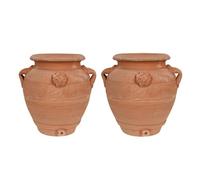 Biscottini Vaso in Terracotta artigianale 16x16x20 cm - Vaso da Esterno e Interno rotondo - Vasi Decorativi Made in Italy - Vasi per fiori - Fioriera per piante Terracotta - Orcio Fioriera balcone
