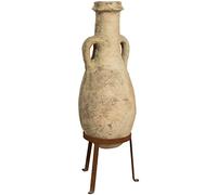Biscottini Vecchia anfora giara con Manici in Terracotta - Anfora Base portavasi in Ferro