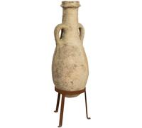 Biscottini Vecchia anfora giara con Manici in Terracotta - Anfora Base portavasi in Ferro