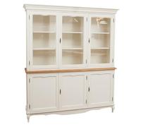 Biscottini - Vetrina Angolare - L175xPR41xH207 cm - Struttura Bianca - Credenza Legno - Piano Finitura Naturale - Made In Italy