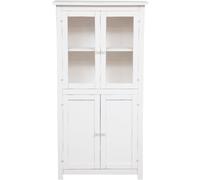 Biscottini Vetrina Credenza Country in legno massello di tiglio finitura bianca anticata L68xPR25xH130 cm. Made in Italy