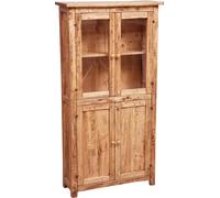 Biscottini Vetrina Credenza Country in legno massello di tiglio finitura naturale L68xPR25xH130 cm. Made in Italy