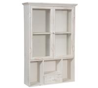 Biscottini VETRINETTA BACHECA IN LEGNO FINITURA BIANCA ANTICATA L60XPR18XH89 CM STILE SHABBY