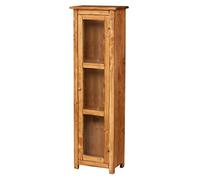 Biscottini Vetrinetta Country 40,5x25,5x130,5 cm - Vetrina in Legno massello di Tiglio Finitura Noce - Made in Italy