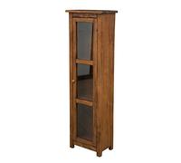 Biscottini Vetrinetta Country 40,5x25,5x130,5 cm - Vetrina in Legno massello di Tiglio Finitura Noce - Made in Italy