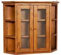 Biscottini Vetrinetta scantonata da appendere in legno massello di tiglio finitura noce L86xPR21xH75 cm. Made in Italy