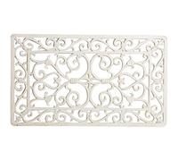 Biscottini Zerbino ghisa grande 59x35x1 cm - Zerbino ingresso esterno - Zerbino in ghisa esterno - Tappetino ingresso casa rettangolare - Pulisci scarpe metallo bianco