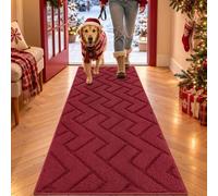 Biscpro Zerbino per interni, 50 x 120 cm, lavabile, zerbino per interni ed interni, antiscivolo, assorbente, per ingresso, patio, giardino, lavanderia, animali domestici, colore rosso