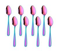 BISDARUN Colorati Arcobaleno Cucchiaini da Caffè Latte Piccoli Cucchiaini da tè acciaio inossidabile 8pezzi 13,5cm cucchiaio mini supoon per Mescolando cucchiai da dessert di marmellata di espresso