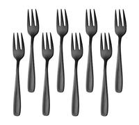 BISDARUN Forchettine da dolce Nere colorate Forchette da dessert 8 pezzi acciaio inox Piccole forchettine aperitivo mini forchette da tavola per frutta insalata cocktail torte Lunghezza 13,6cm