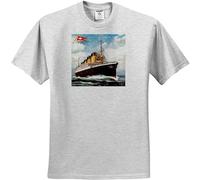 BISEGRLIN Men's Vintage Ocean Liners Advertising Posters Vintage White Star Line S.S. Titanic T Shirts T-Shirts Grey S