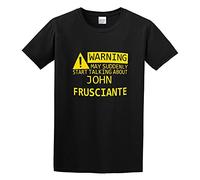 BISEGRLIN Men's Warning May Start Talking About John Frusciante Funny Cotton Round Neck Shirt T Shirt T-Shirts Black XL