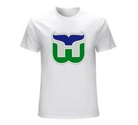 BISEGRLIN Men's Wha Hartford Whalers Team Logo T-Shirts White L