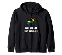 Bisessuale Oh Deer I'm Queer - Divertente orgoglio LGBT Carino Felpa con Cappuccio