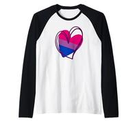 Bisessuale Orgoglio Carino Cuore LGBT Bi Lesbiche Gay Bandiera Maglia con Maniche Raglan