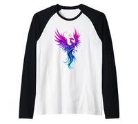 Bisexual Phoenix Bird Bi Pride Flag Rising from Ashes Maglia con Maniche Raglan
