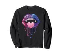 Bisexual Vampire Lips Fangs Bi Pride Heart Halloween Felpa