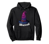 Bisexual Witch Pun Bihexual Bi Pride Flag Colors Halloween Felpa con Cappuccio