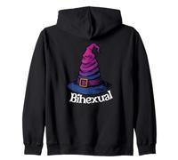 Bisexual Witch Pun Bihexual Bi Pride Flag Colors Halloween Felpa con Cappuccio