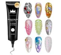 BISHENGYF Clear 3D Gel Nail Art,Multifunzionale 30 g Clear 3D Gel No Wipe Craving 5D Embossed Nail Gel per Incarving, Stampaggio e Pittura Nail Art Designs, Adesivo per Decorazione Gemme