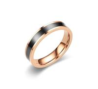 Bishilin Anelli da donna in acciaio inox, stile vintage, anelli di promessa per lei, 4 mm, 6 mm, con smalto, X 1/2, acciaio inox, Nessuna pietra preziosa