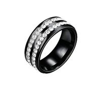 Bishilin Anelli da uomo in acciaio inox a 2 file di zirconi cubici, 8 mm, stile punk