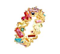 Bishilin Anelli impilabili da donna, stile occidentale, rettangolari, con zirconia cubica, per feste di famiglia, matrimoni, L 1/2, Rame, Zirconie sintetico