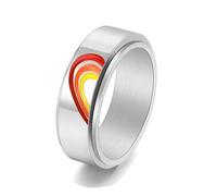 Bishilin Anelli in acciaio inox per nocche, anello di promessa, da donna, con arcobaleno, per feste di famiglia, matrimoni, X 1/2, acciaio inox, Non pietra preziosa