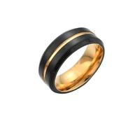 Bishilin Anello da uomo in acciaio inox, due tonalità, opaco, adatto per matrimoni e compleanni, N 1/2, Acciaio inossidabile, Nessuna pietra preziosa