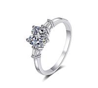 Bishilin Anello di Fidanzamento Oro Bianco, Anelli in Argento 925 Donna Cuori con 1.2ct Moissanite Taglia 16