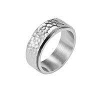 Bishilin Anillo de Boda para Hombre, anelli da uomo Real Spinner anello martellante modello largo 8 mm, Z 1/2, Acciaio al titanio, Non pietra preziosa