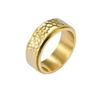 Bishilin Anillo de Boda para Hombre, anelli da uomo Real Spinner anello martellante modello largo 8 mm, N 1/2, Acciaio al titanio, Nessuna pietra preziosa