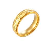 Bishilin Anillos para Mujer de Compromiso, set di anelli da donna martellante modello largo 6 mm adatto per anniversario di matrimonio vacanza, P 1/2, Acciaio al titanio, Nessuna pietra preziosa