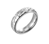 Bishilin Anillos para Mujer de Compromiso, set di anelli da donna martellante modello largo 6 mm adatto per anniversario di matrimonio vacanza, N 1/2, Acciaio al titanio, Non pietra preziosa