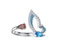 Bishilin Argollas de Plata 925 para Mujer, anello aperto con farfalla e zirconia cubica, Regolabile, Argento sterling, Zirconie sintetico