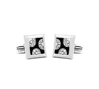Bishilin Braccialetti da uomo, in argento e nero, gemelli da uomo quadrati con zirconia cubica di forma rotonda bianca