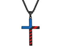 Bishilin Collana a catena da uomo in acciaio inossidabile, lunga collana a catena con stelle a strisce incrociate per feste di compleanno moda, Acciaio inossidabile, Non pietra preziosa