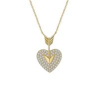 Bishilin Collana a catena in argento Sterling da donna, piccola collana a catena con cuore e freccia dorata con zirconi cubici rotondi bianchi