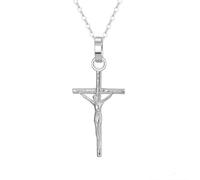 Bishilin Collana boho da donna 925, collana con ciondolo a forma di croce di Gesù, adatta per anniversario di matrimonio e vacanze, Argento sterling, Non pietra preziosa