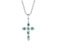 Bishilin Collana da donna in argento Sterling con croce in argento Sterling con zirconia cubica verde, adatta per anniversario di matrimonio e vacanze