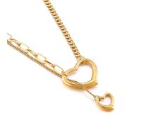 Bishilin Collana in acciaio inossidabile per donne amiche, collane alla moda per donne alla moda cuore cavo, Acciaio inossidabile, Non pietra preziosa