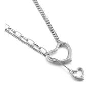 Bishilin Collana in acciaio inossidabile per donne amiche, collane alla moda per donne alla moda cuore cavo, Acciaio inossidabile, Non pietra preziosa