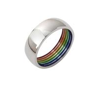 Bishilin Fede nuziale in acciaio inossidabile da donna, set da matrimonio per donne, arcobaleno con colla a goccia, per feste in famiglia e matrimoni, T 1/2, acciaio inox, Non pietra preziosa
