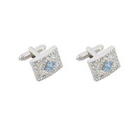 Bishilin Gemelli da uomo divertenti, gemelli rettangolari a forma di rombo con zirconia cubica in lega di zirconia cubica bianca e blu