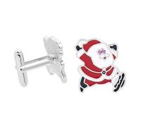 Bishilin Gemelli da uomo in lega di Babbo Natale, in argento e rosso, adatti per anniversario di matrimonio e lavoro