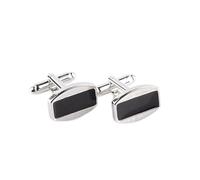 Bishilin Gemelli da uomo Overnight, colore argento e nero, set di gemelli rettangolari in lega, regalo di nozze per uomini