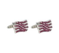 Bishilin Gemelli per camicia da donna, gemelli argentati da uomo, a righe rettangolari con forma rotonda rosa in lega di zirconia cubica