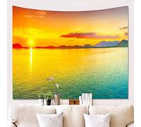 Bishilin Tappeto da Muro Tramonto sul Mare, Arazzo per Muro per la Decorazione della casa (150x230cm)