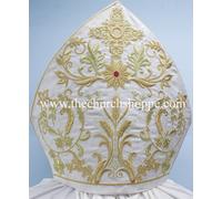 Bishop's Mitre Con Ricamo Mitra WHITE NUOVO