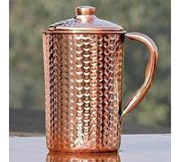 BishtHub Brocca d'acqua in rame, senza giunti, a prova di perdite, con design martellato, 2 litri